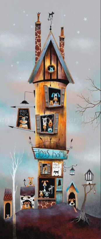 in the dog house print by artist gary walton