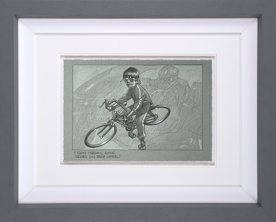 Twin Ceramic rotor Drives On each Wheel sketch Framed print by artist craig davison